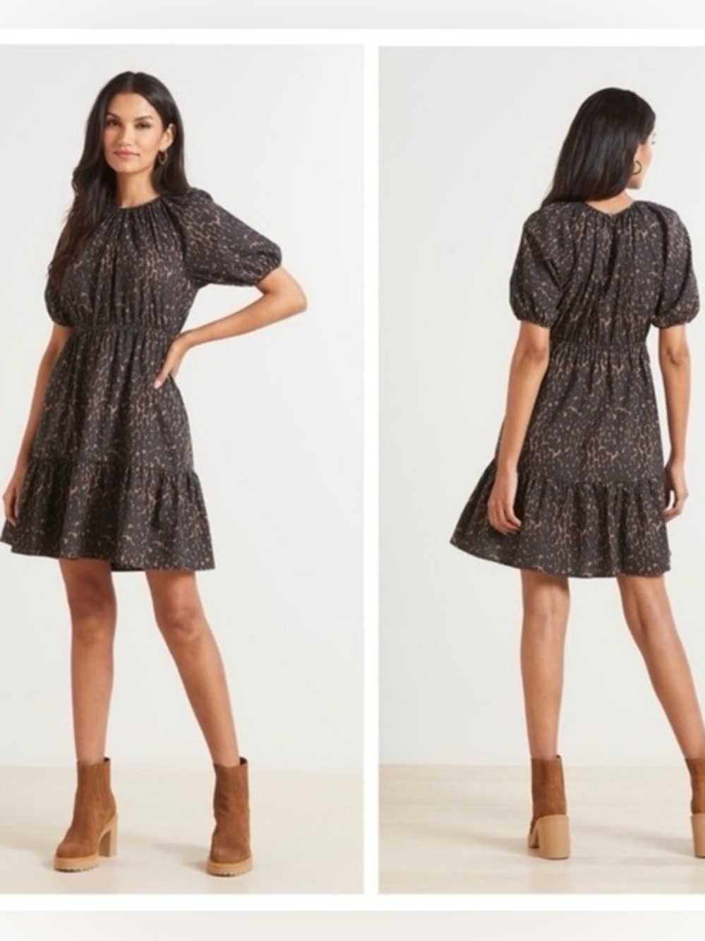 Rails Dress Womens Small Khloe Savannah Tiered Animal Print Boho Western Mini